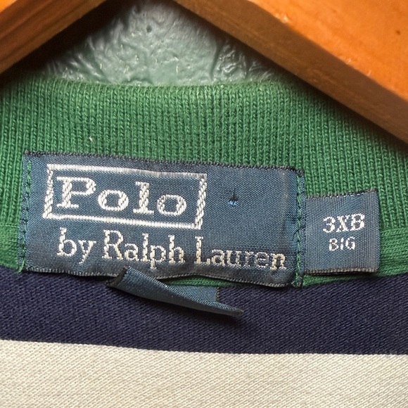 Polo Ralph Lauren Men's Polo Shirt 3XB BIG & Tall Green White Striped - Picture 7 of 9